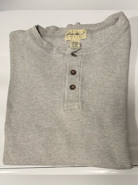 Eddie Bauer Gray Waffle Knit Henley XL